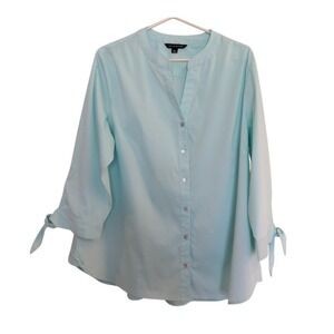 Zac & Rachel Button Up Tunic Women XL 3/4 Sleeves Mint Green Relaxed Fit